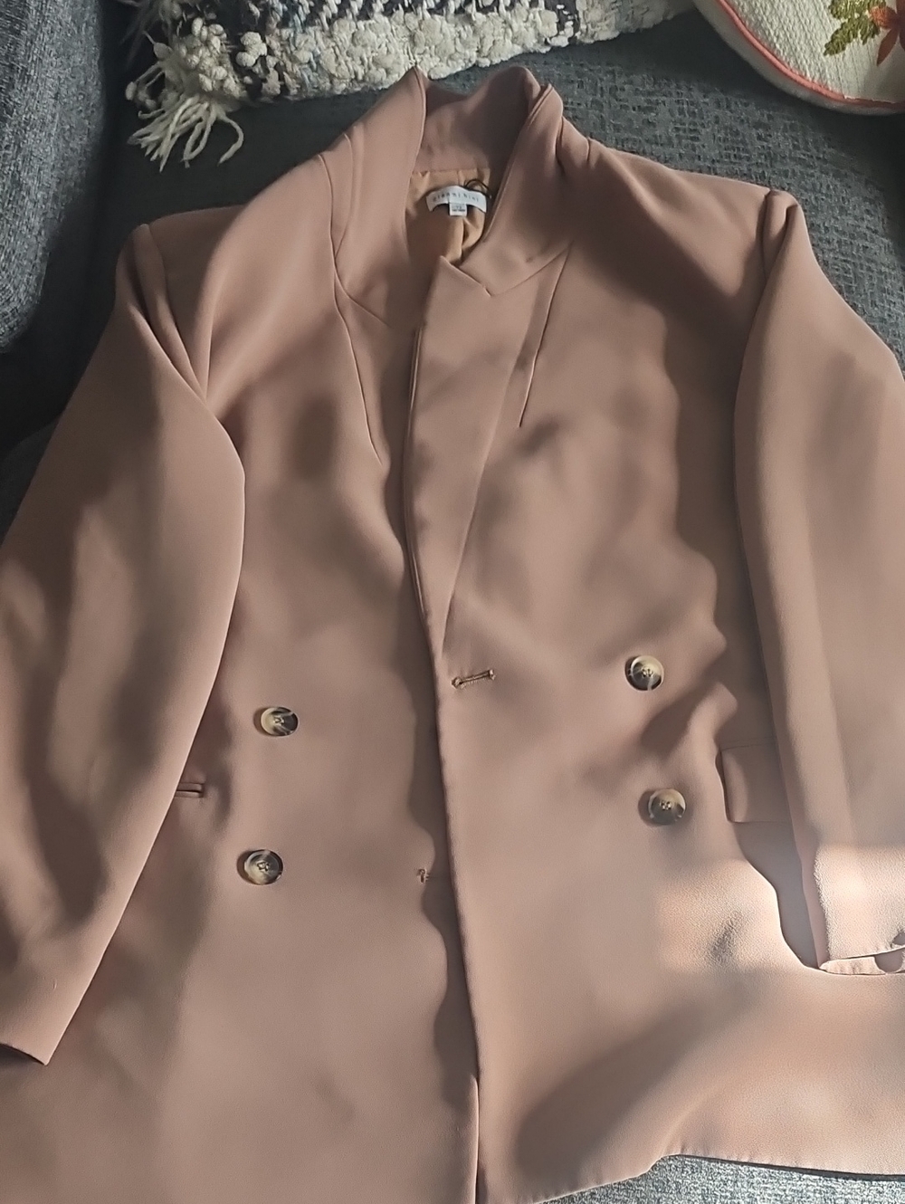 Gianni Bini Dusty Blush Double-Breasted Blazer